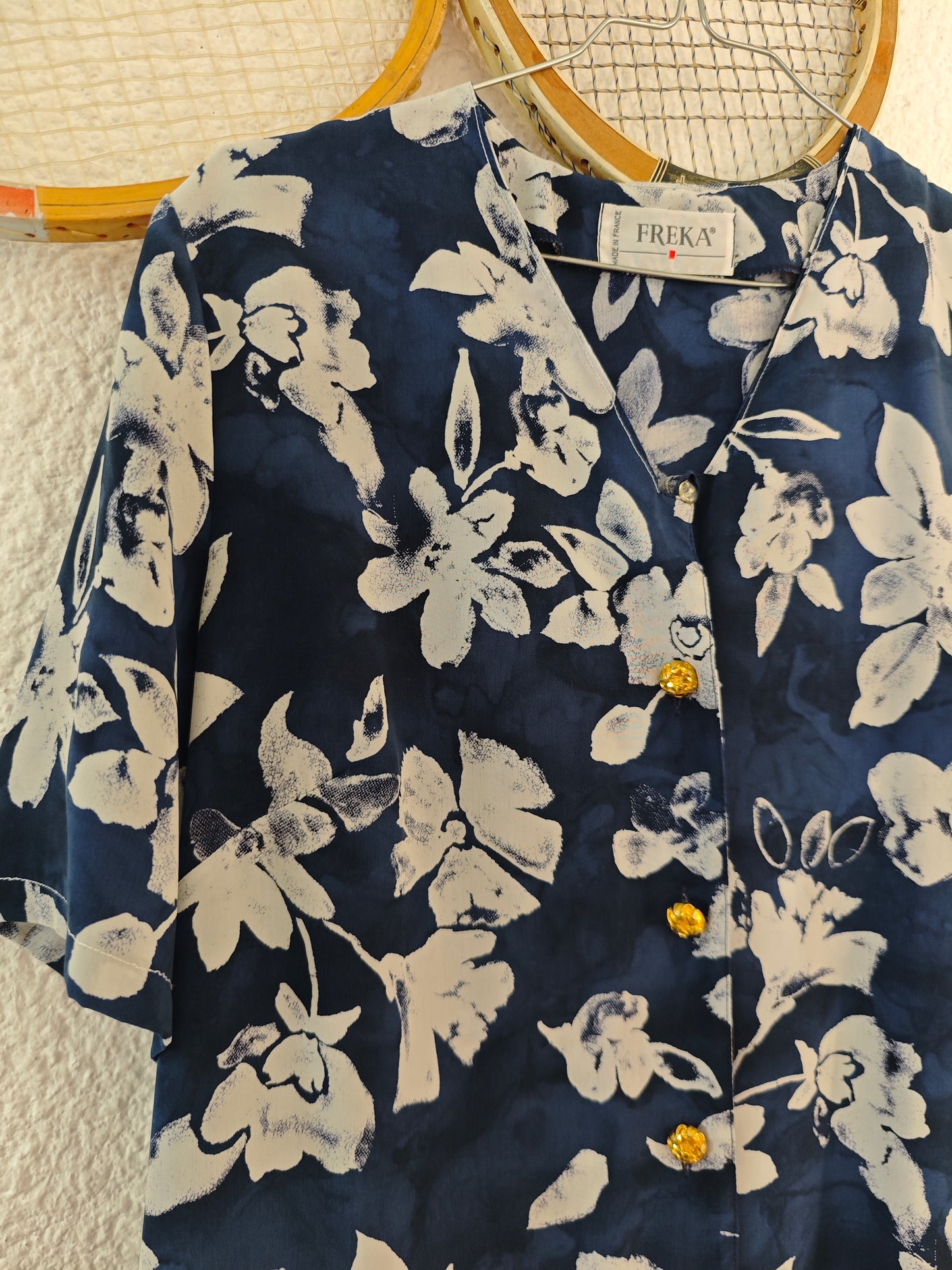 Blouse fleurs bleue