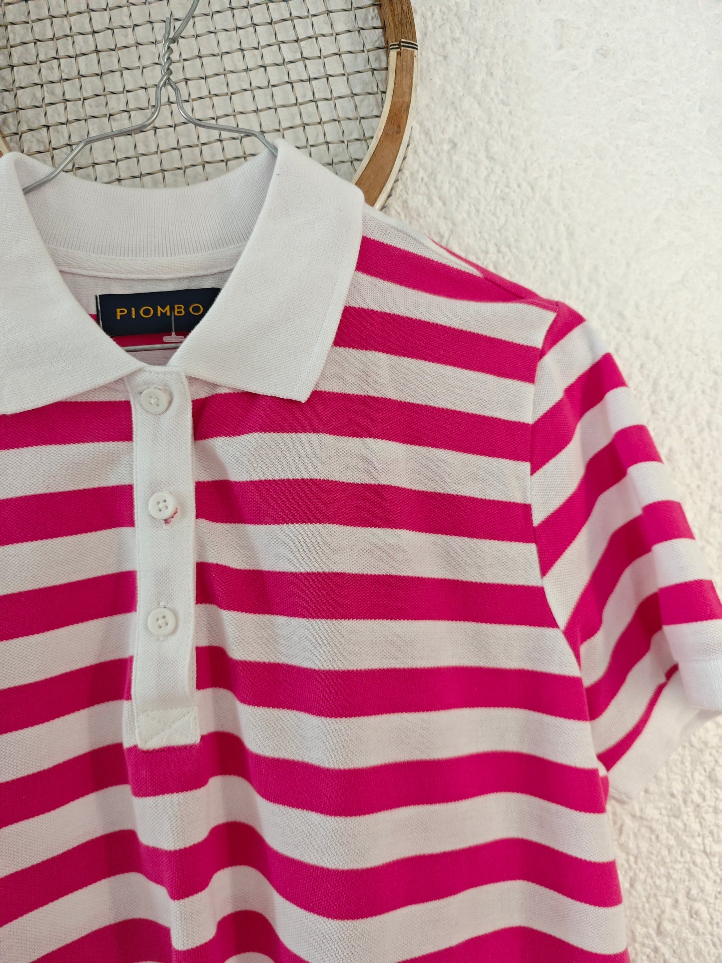 Polo rayures rose et blanc