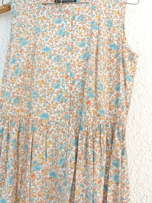 Robe fleurie orange et bleue