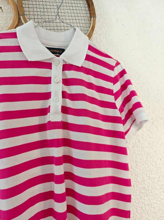 Polo rayures rose et blanc