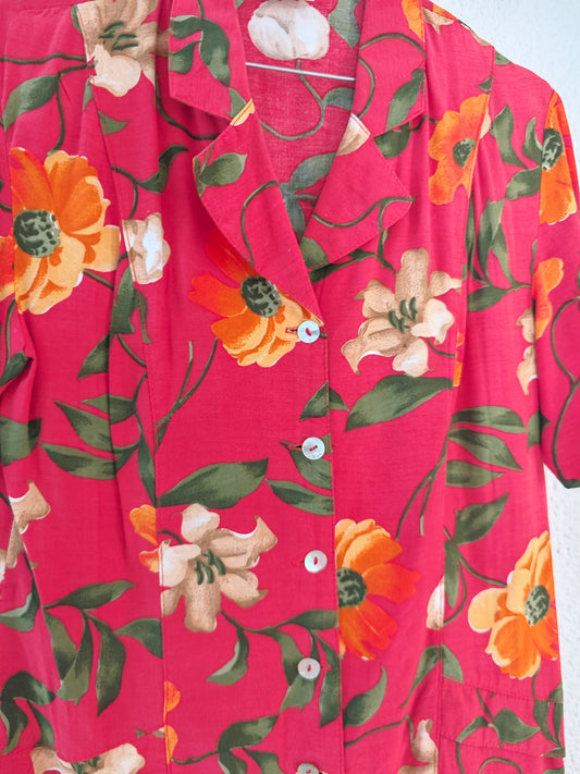 Chemise fleurs rouge