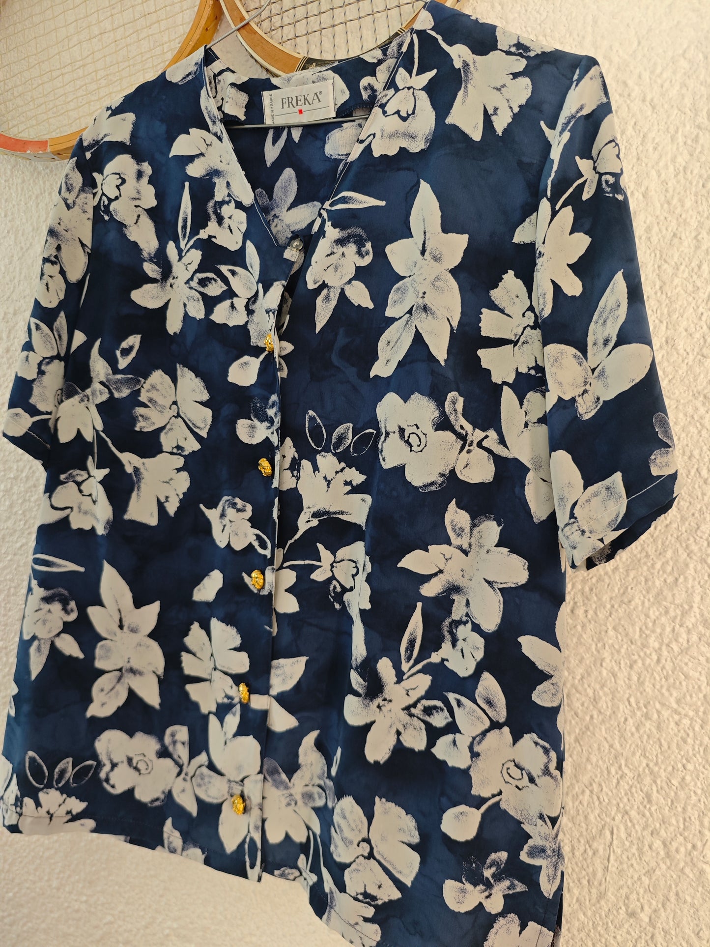 Blouse fleurs bleue