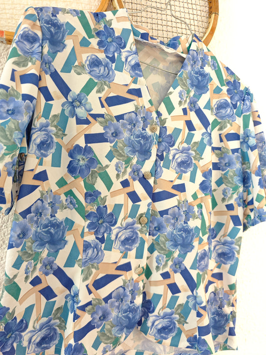 Chemise fleurie bleue