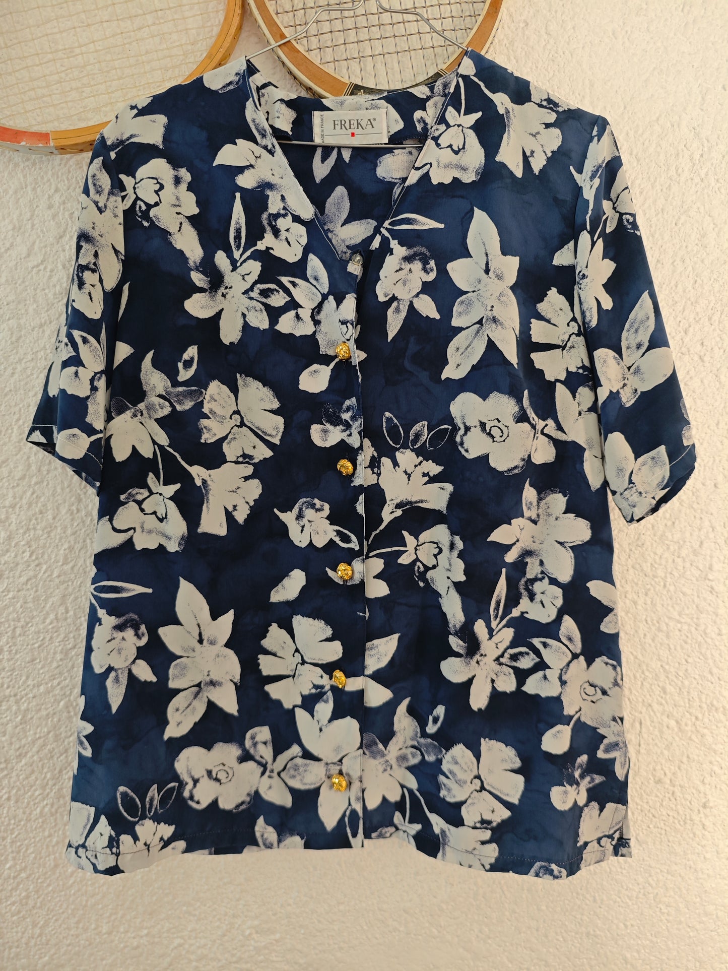 Blouse fleurs bleue