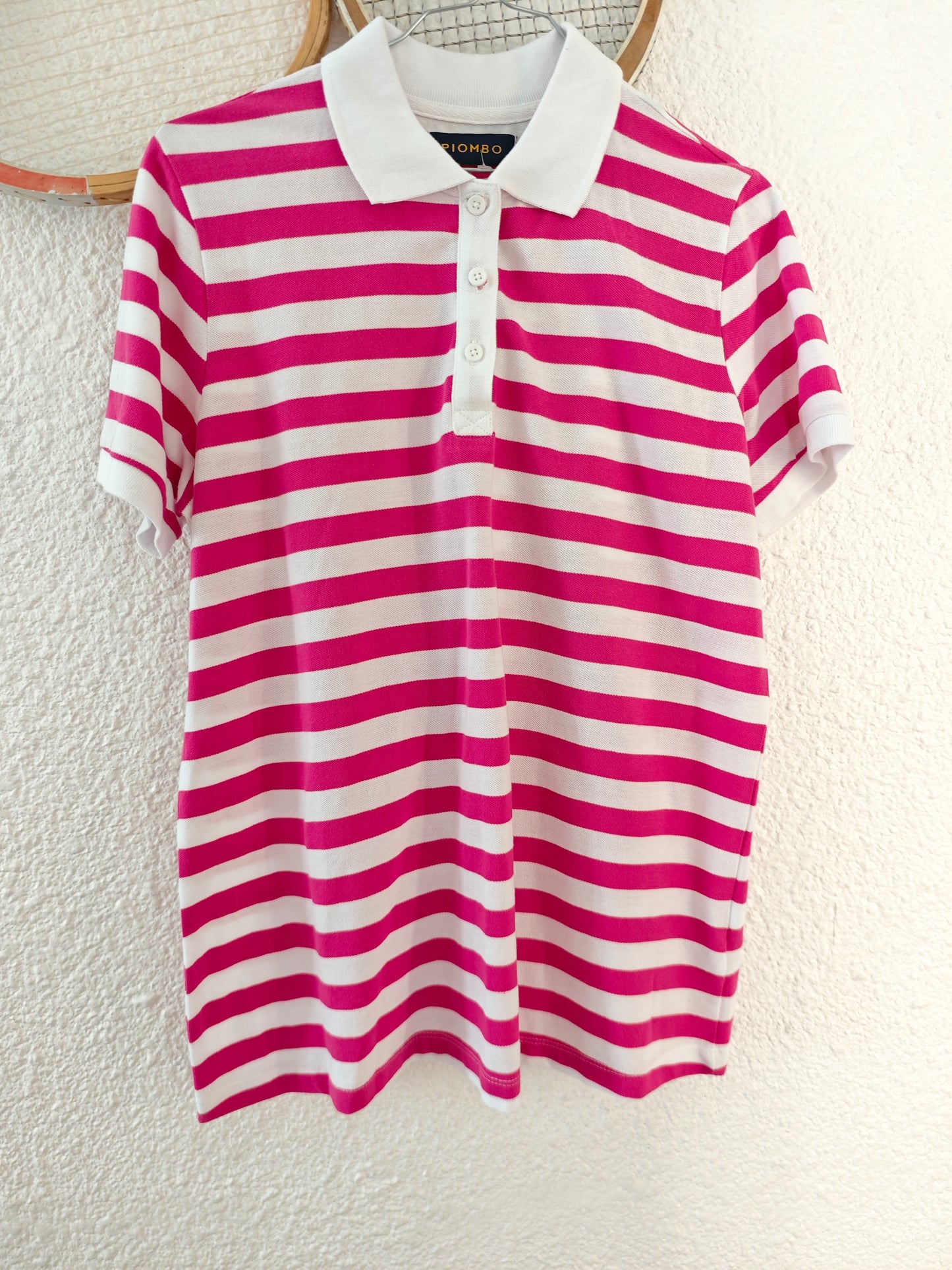 Polo rayures rose et blanc