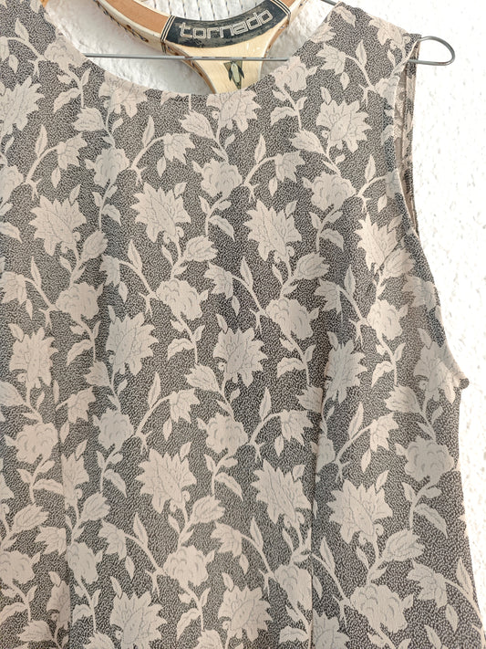 Robe fleurs noir beige