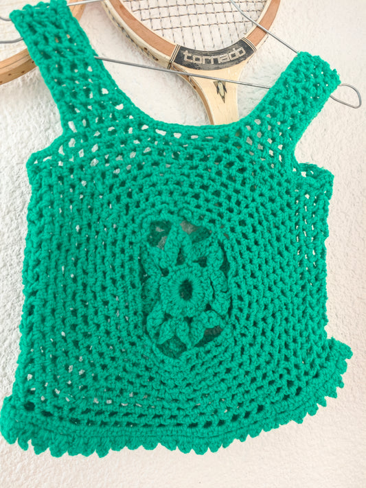 Top vert en maille