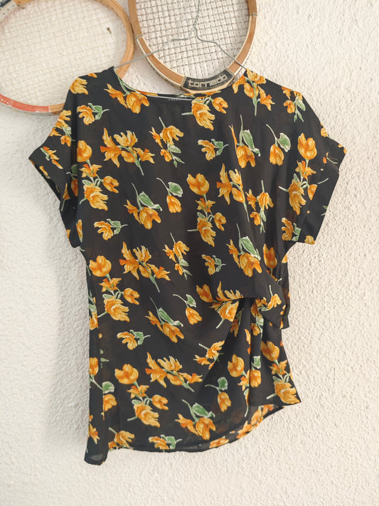 Top fleuri transparent